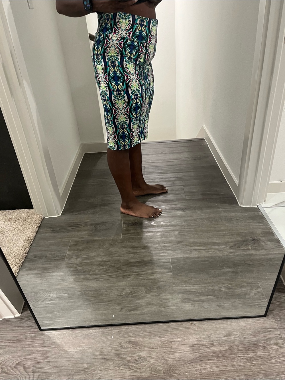 Charlotte Russe Blue & Green Printed Pencil Skirt